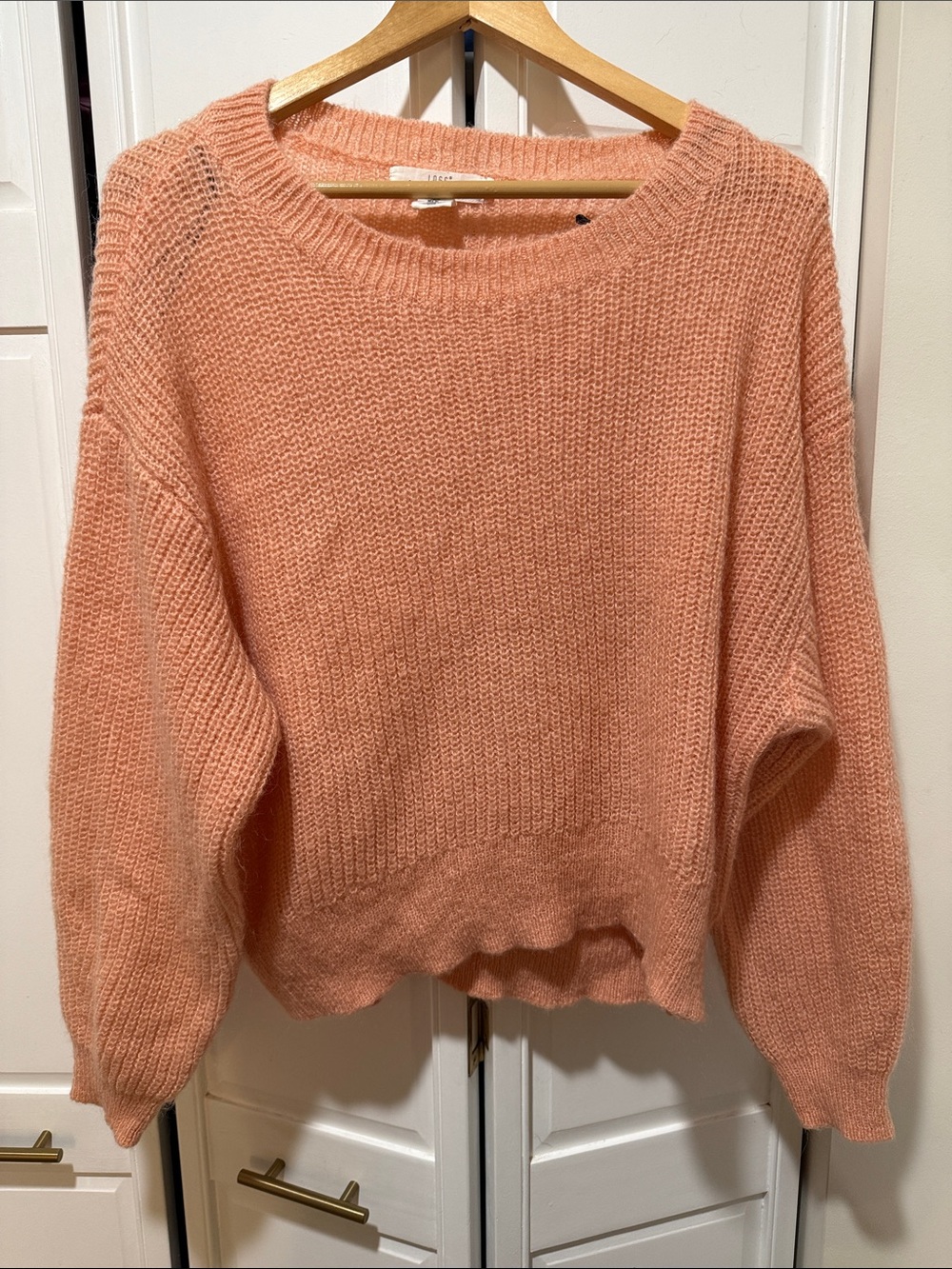 Women's Soft Peach Crewneck Sweater - Relaxed Fit